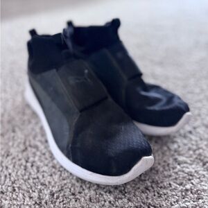 Puma Black Slip-On Sneakers with White Sole
